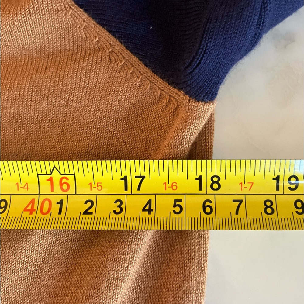 NWT Shopbop HEARTMADE Julie Fagerholt Kyrit Colorblock Sweater L Camel/Navy/Pink - Picture 13 of 16